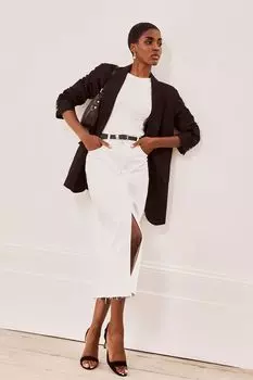 Джинсовая юбка миди Mint Velvet, белый