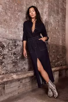 Джинсовая юбка миди Mint Velvet, синий