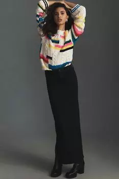 Джинсовая юбка миди MOTHER The Flagpole, черный