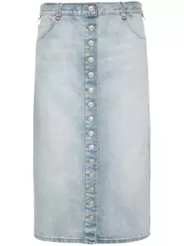 Джинсовая юбка миди с металлическим декором Courrges, синий