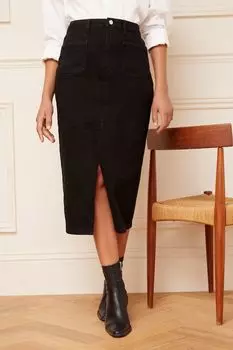 Джинсовая юбка миди с плетеным карманом Love & Roses, черный