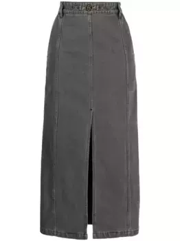 Джинсовая юбка миди с разрезом PATOU, серый