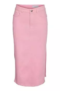 Джинсовая юбка миди с разрезом по бокам Noisy May, розовый