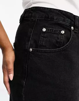 Джинсовая юбка миди с разрезом по краю ASOS DESIGN Curve черного цвета