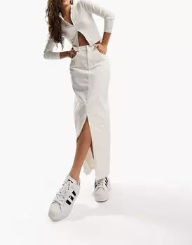 Джинсовая юбка миди с разрезом по краю ASOS DESIGN Hourglass