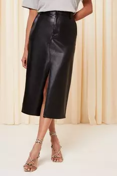 Джинсовая юбка миди с разрезом спереди Friends Like These, черный