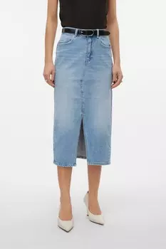 Джинсовая юбка миди с разрезом спереди Vero Moda, синий