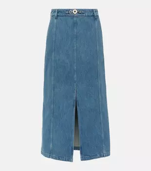 Джинсовая юбка миди с высокой посадкой Patou, синий