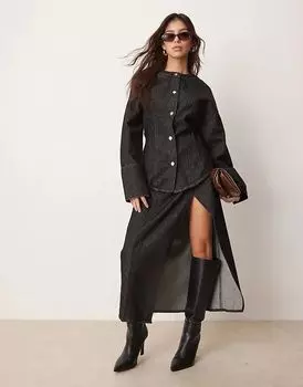 Джинсовая юбка миди с запахом спереди цвета экрю ASOS DESIGN