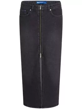 Джинсовая юбка миди с застежкой-молнией спереди Karl Lagerfeld Jeans, черный