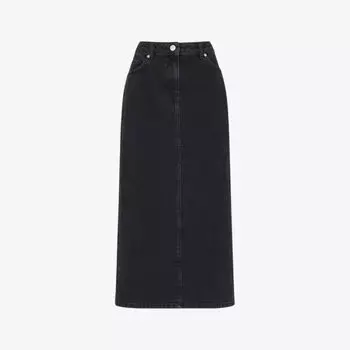 Джинсовая юбка миди с завышенной талией и эффектом потертости Whistles, черный