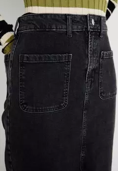 Джинсовая юбка MIDI SKIRT BLACK GAP, черный