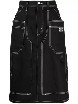 Джинсовая юбка миди со вставками Ground Zero, черный