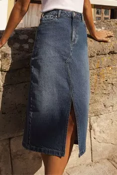 Джинсовая юбка миди Threadbare, синий