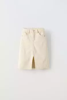 Джинсовая юбка миди ZARA, экрю