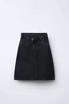 Джинсовая юбка миди ZARA, черный