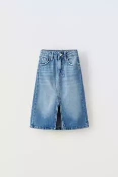 Джинсовая юбка миди ZARA, синий