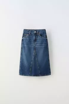 Джинсовая юбка миди ZARA, синий