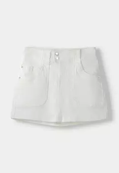 Джинсовая юбка MINI Bershka, бежевый