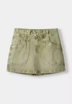 Джинсовая юбка Mini Bershka, хаки