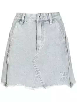 Джинсовая юбка мини с бахромой Musium Div., синий