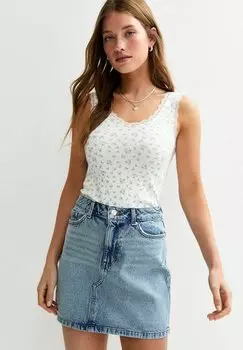 Джинсовая юбка Mini skirt New Look, синий