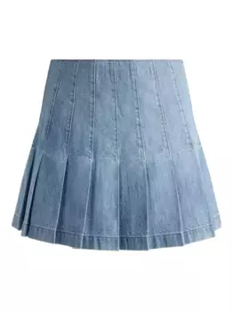 Джинсовая юбка мини со складками Alice + Olivia, синий