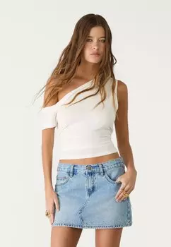 Джинсовая юбка MINI Stradivarius, цвет Stone Blue Denim