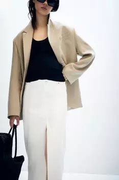 Джинсовая юбка mom длины миди H&M, белый