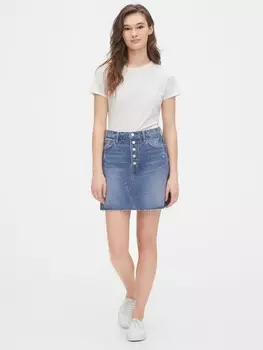 Джинсовая юбка на пуговицах Gap, синий
