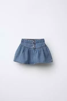 Джинсовая юбка на пуговицах ZARA, средне-синий