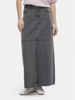 Джинсовая юбка обычного кроя Kiki 14104371 Vila, серый