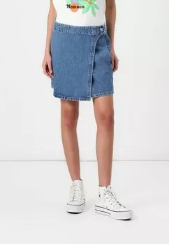 Джинсовая юбка ONLTHEA WRAP SHORT SKIRT - Mini skirt ONLY, цвет Medium Blue Denim