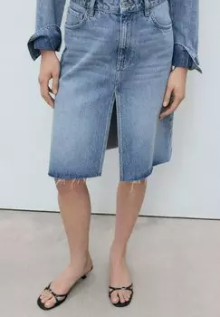 Джинсовая юбка PAULINA - A-line skirt Mango, синий