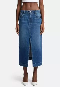 Джинсовая юбка Pencil skirt 7 for all mankind, цвет Mid Blue