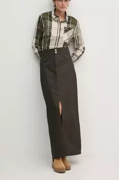 Джинсовая юбка Pepe Jeans MAXI SKIRT HW COATED, коричневый