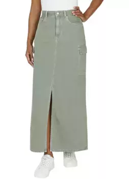 Джинсовая юбка Pepe Jeans "MAXI SKIRT HW CLR", модной длины макси, зеленый