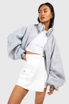 Джинсовая юбка передняя с запахом грузового кармана Boohoo, экру