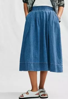 Джинсовая юбка Pleated skirt Next, синий