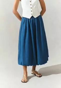 Джинсовая юбка Pleated skirt Next, синий