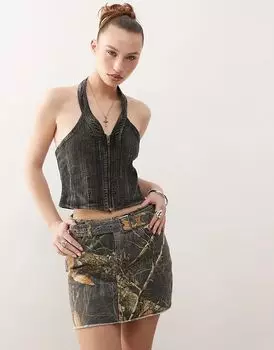 Джинсовая юбка-пояс Guess Originals черного цвета