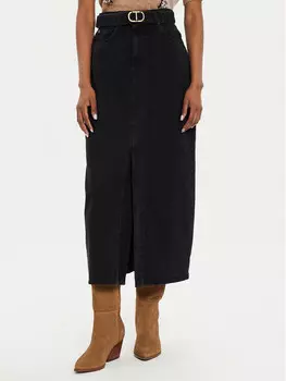 Джинсовая юбка прямого кроя Twinset, черный