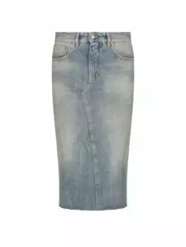 Джинсовая юбка с эффектом потертости MM6 MAISON MARGIELA, синий