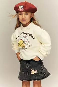 Джинсовая юбка с аппликациями H&M, серый