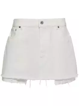 Джинсовая юбка с бахромой MIU MIU, белый