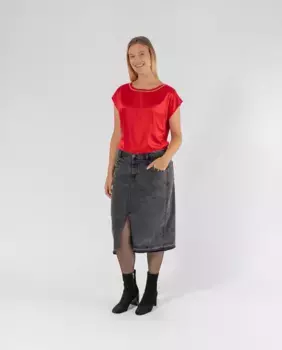 Джинсовая юбка с декоративными заклепками October, серый