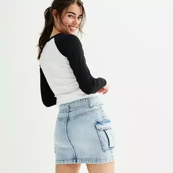 Джинсовая юбка с карманами-карго и поясом SO Juniors SO