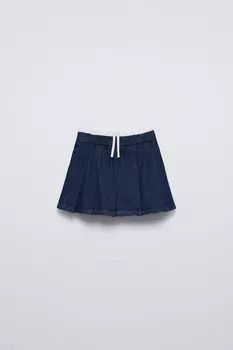 Джинсовая юбка с контрастными карманами ZARA, синий