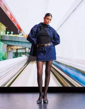 Джинсовая юбка с ламбрекеном ASOS DESIGN, стиранная после полоскания, — часть комплекта