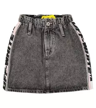 Джинсовая юбка с логотипом Off-White Kids, серый